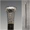 1901 British antique gentleman's walking stick, pure silver, engraved pattern, round handle, 89cm